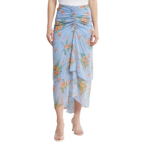 NWT Veronica Beard Sira Floral Ruffle Silk Chiffon Skirt Size 8 - Picture 6 of 7